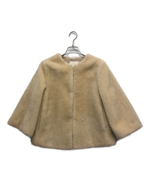 自由区（ジユウク）自由区 (ジユウク) ウールムートンショートジャケット ベージュ サイズ:32の古着・服飾アイテム