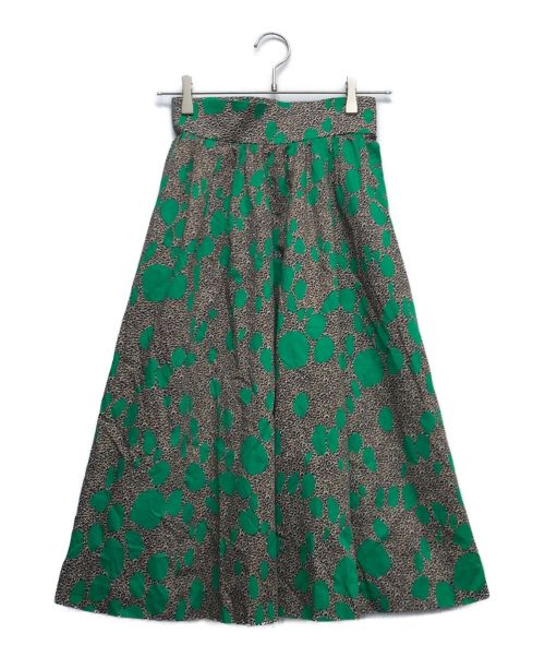 Yves Saint Laurent（イヴサンローラン）Yves Saint Laurent (イヴサンローラン) 総柄スカート ベージュ×グリーン サイズ:Sの古着・服飾アイテム