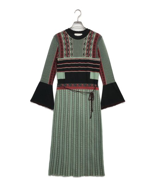 Mame Kurogouchi（マメクロゴウチ）mame kurogouchi (マメクロゴウチ) テキスタイルニットドレス グリーン サイズ:2の古着・服飾アイテム