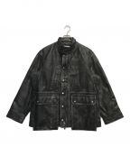 MAISON SPECIALメゾンスペシャル）の古着「Hand Rub-Off Buffalo Leather Prime-Over Hunting Stand Blouson」｜ブラック