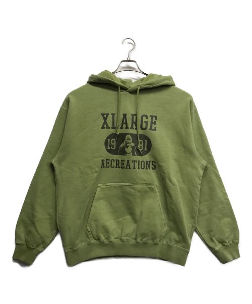 X-LARGE（エクストララージ）X-LARGE (エクストララージ) RECREATIONS PIGMENT DYED HOODED SWEATSHIRT グリーン サイズ:Lの古着・服飾アイテム