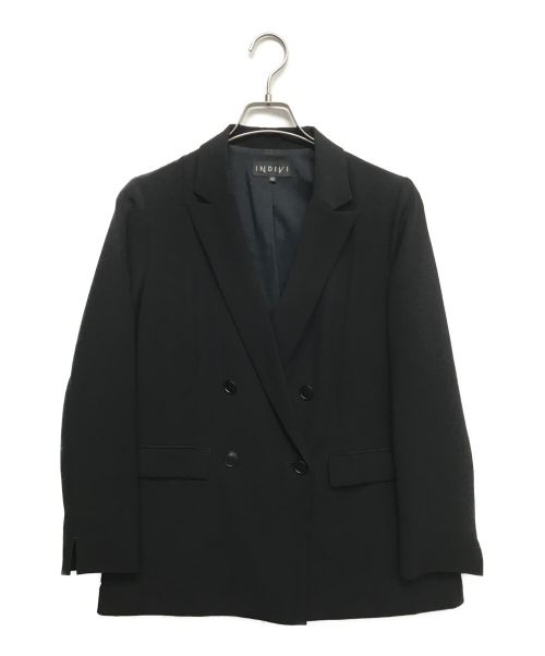 INDIVI（インディヴィ）INDIVI (インディヴィ) テーラードダブルジャケット ブラック サイズ:40の古着・服飾アイテム