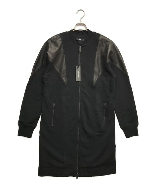 DIESEL（ディーゼル）DIESEL (ディーゼル) レザー切替スウェットコート ブラック サイズ:S 未使用品の古着・服飾アイテム