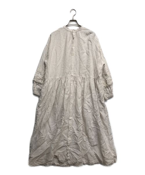 nest Robe（ネストローブ）nest Robe (ネストローブ) リネン近江晒レース切り替え袖ワンピース アイボリー サイズ:Fの古着・服飾アイテム