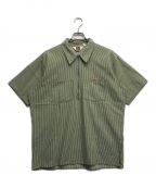 BEN DAVISベンデイビス）の古着「70‘sハーフジップワークシャツ」｜グリーン