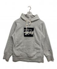 Champion (チャンピオン) stussy (ステューシー) ロゴリバースウィーブパーカー グレー サイズ:L