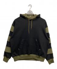 PHINGERIN (フィンガリン) BORDER PATCH HOODIE ブラック サイズ:L