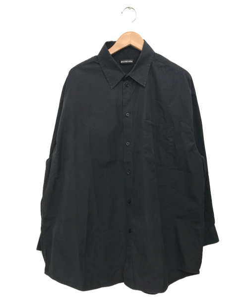BALENCIAGA（バレンシアガ）BALENCIAGA (バレンシアガ) ポケットロゴロングスリーブシャツ ブラック サイズ:38の古着・服飾アイテム