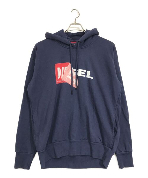 DIESEL（ディーゼル）DIESEL (ディーゼル) ロゴプルオーバーパーカー ネイビー サイズ:Mの古着・服飾アイテム