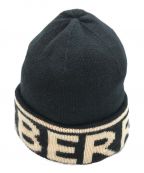 BURBERRY（バーバリー）の古着「カシミヤロゴニット帽」｜ブラック