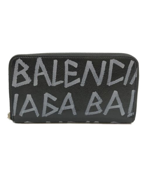 BALENCIAGA（バレンシアガ）BALENCIAGA (バレンシアガ) グラフィティ ラウンドファスナーウォレット ブラック サイズ:下記参照の古着・服飾アイテム