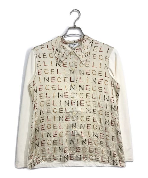 CELINE（セリーヌ）CELINE (セリーヌ) 切替シルクシャツ ホワイト×ベージュ サイズ:40の古着・服飾アイテム
