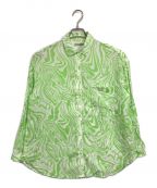 paloma-woolパロマウール）の古着「総柄シャツ / 長袖シャツ」｜ホワイト×グリーン