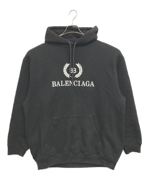 BALENCIAGA（バレンシアガ）BALENCIAGA (バレンシアガ) 19SS BBロゴプリントプルオーバーパーカー ブラック サイズ:XSの古着・服飾アイテム