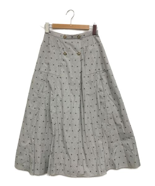 CHANEL（シャネル）CHANEL (シャネル) ココボタン総柄スカート ブルー×ネイビー サイズ:38の古着・服飾アイテム