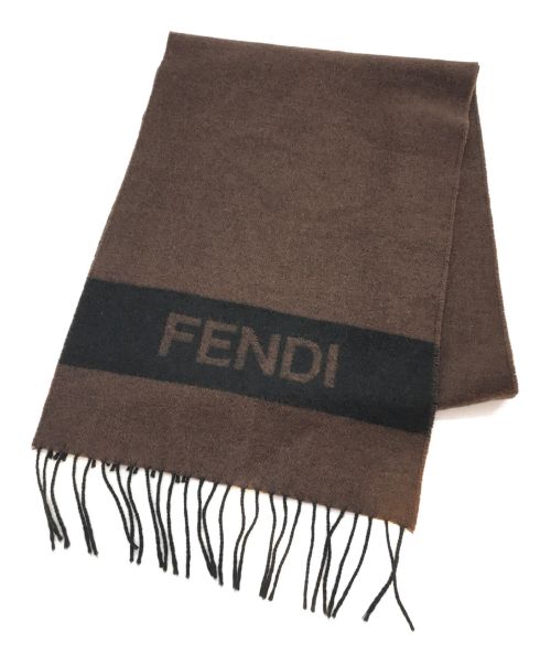 FENDI（フェンディ）FENDI (フェンディ) ロゴマフラー ブラウン×ブラック サイズ:下記参照の古着・服飾アイテム