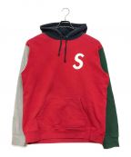 SUPREMEシュプリーム）の古着「19SS S Logo Colorblocked Hooded Sweatshirt」｜レッド×グリーン