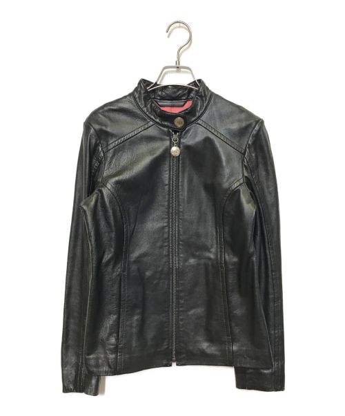 COACH（コーチ）COACH (コーチ) 裏地シグネチャー柄レザージャケット ブラック サイズ:XSの古着・服飾アイテム