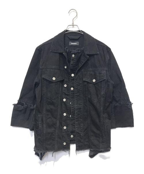 DIESEL（ディーゼル）DIESEL (ディーゼル) フリルレイヤードデニムジャケット ブラック サイズ:XXSの古着・服飾アイテム