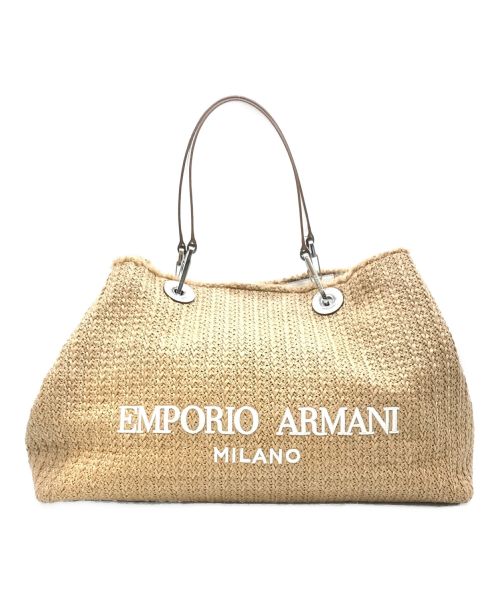 EMPORIO ARMANI（エンポリオアルマーニ）EMPORIO ARMANI (エンポリオアルマーニ) MyEAラフィアトートバッグ ベージュ サイズ:下記参照の古着・服飾アイテム