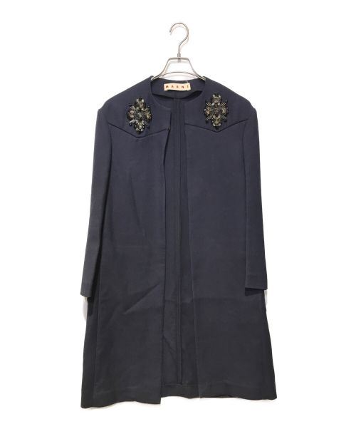 MARNI（マルニ）MARNI (マルニ) 装飾付きコート ネイビー サイズ:38の古着・服飾アイテム