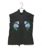 iCONOLOGYイコノロジー）の古着「「紫陽花」花を着るブラウス」｜ブラック