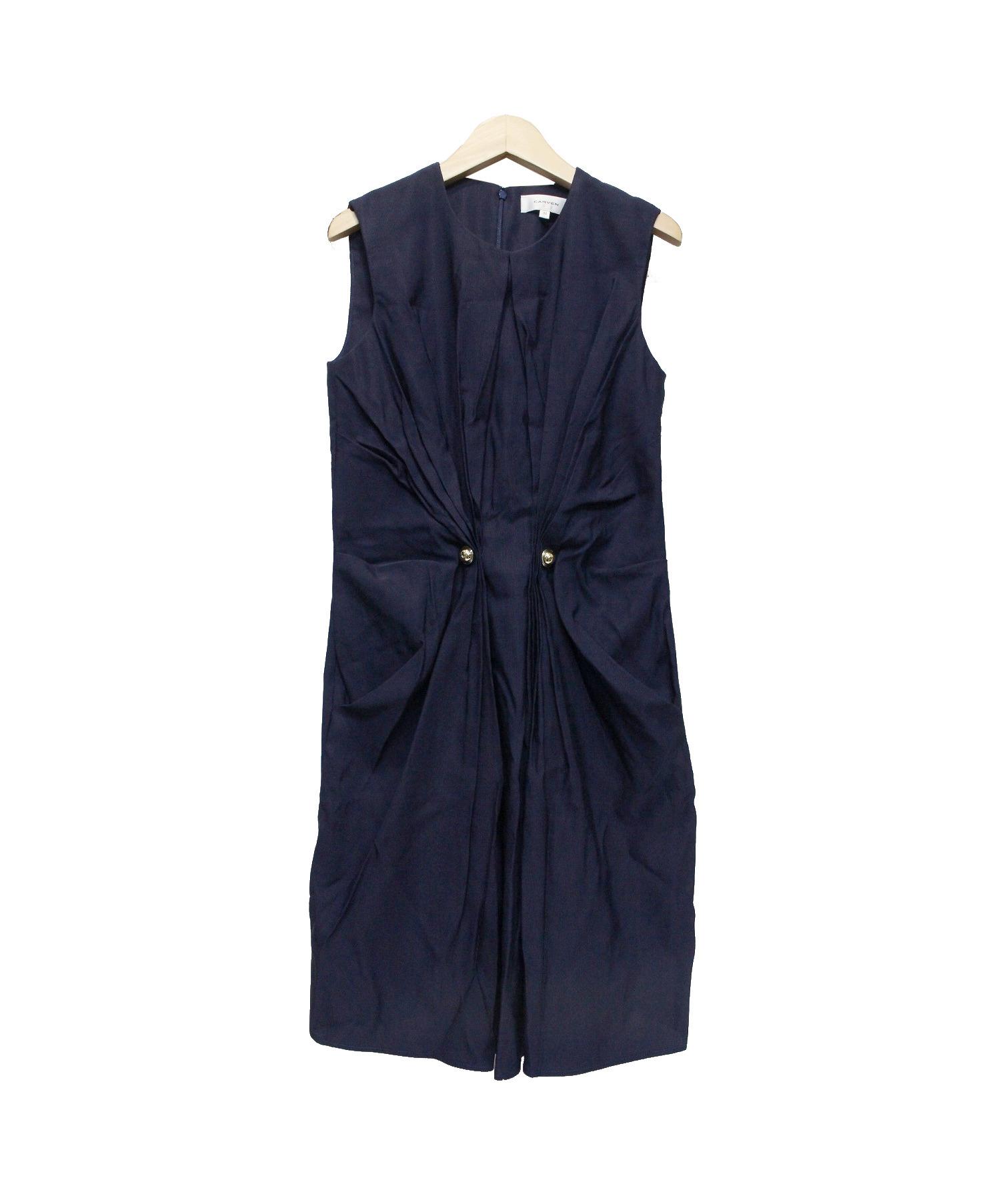 中古 古着通販 Carven カルヴェン ギャザーディテールワンピース ネイビー サイズ 34 ブランド 古着通販 トレファク公式 Trefac Fashion
