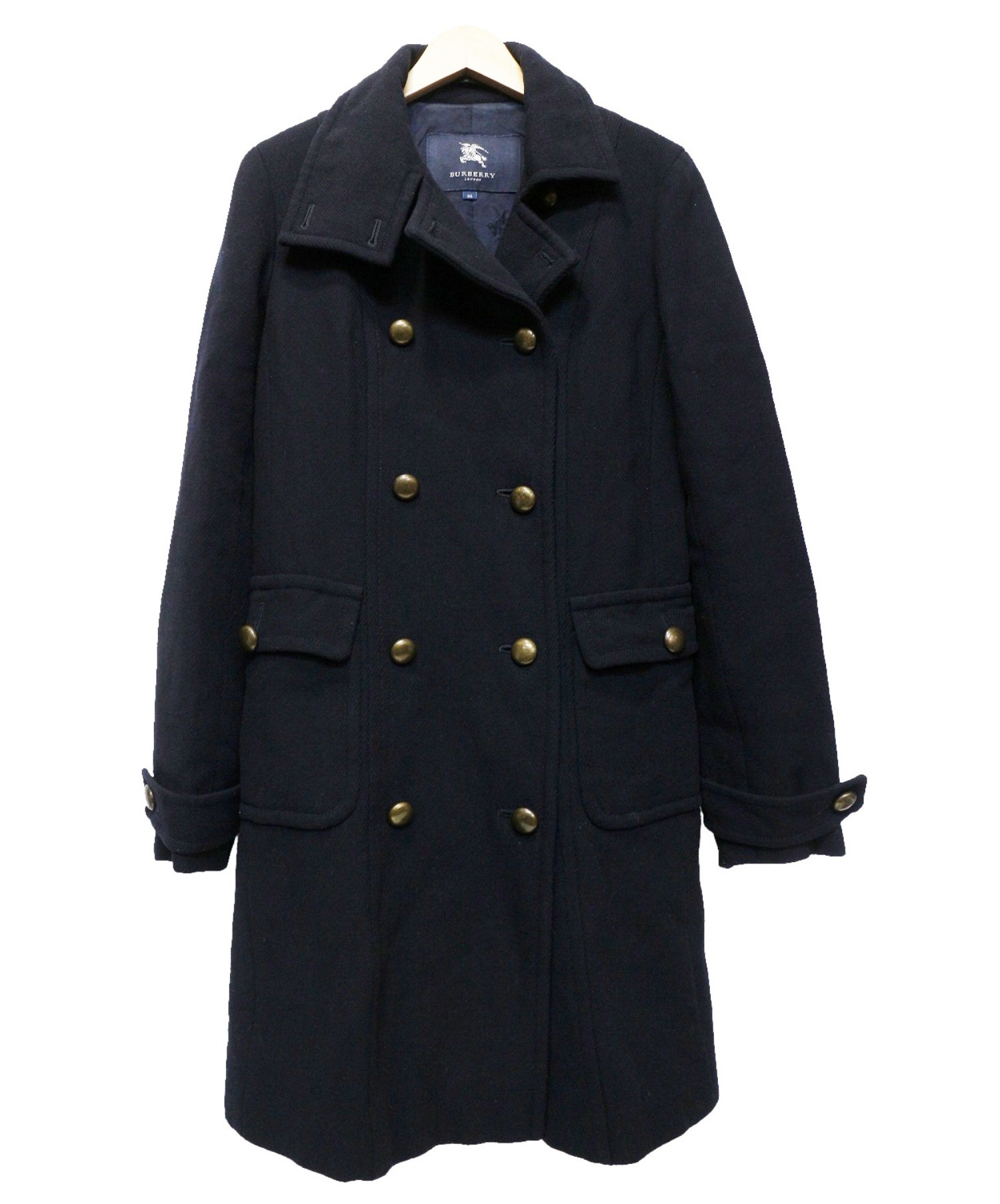 【としてお】 BURBERRY LONDON ウールコート ブラック サイズ：38 （バーバリーロンドン）：ブランド古着のカインドオル しますが