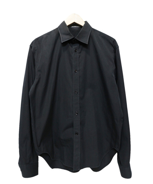BALENCIAGA（バレンシアガ）BALENCIAGA (バレンシアガ) コットンプレーンシャツ ブラック サイズ:37の古着・服飾アイテム