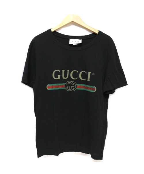 GUCCI（グッチ）GUCCI (グッチ) ロゴウォッシュドオーバーサイズTシャツ ブラック サイズ:XSの古着・服飾アイテム