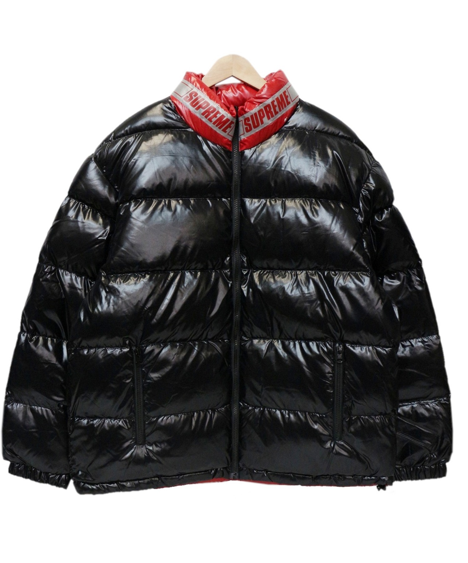 Supreme (シュプリーム) Shiny Reversible Puffy Jacket ブラック サイズ:L