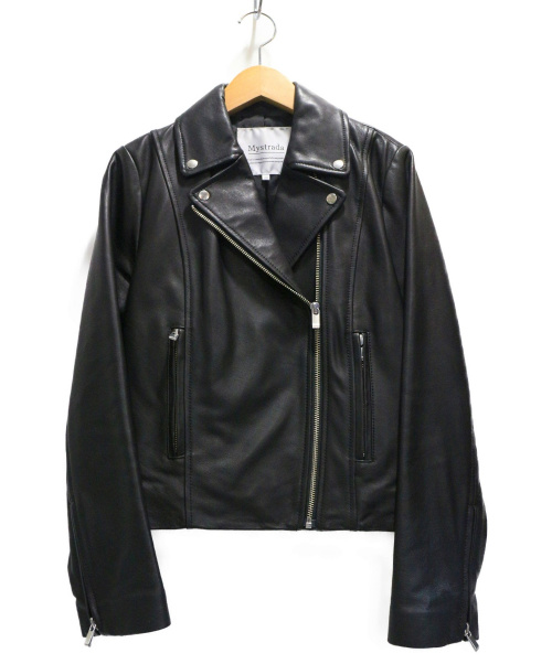Mystrada（マイストラーダ）Mystrada (マイストラーダ) ダブルライダースジャケット ブラック サイズ:38の古着・服飾アイテム