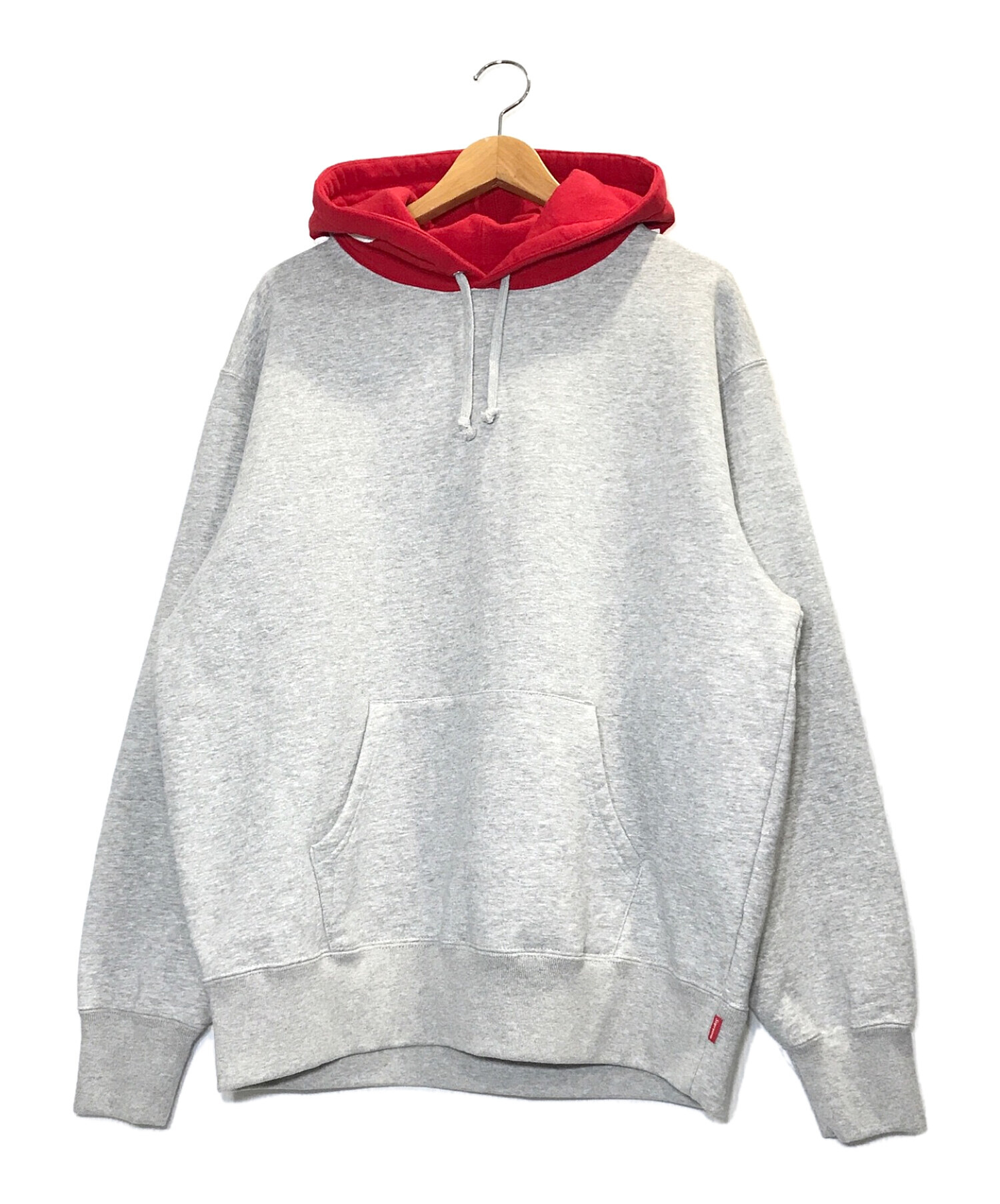 【中古・古着通販】Supreme (シュプリーム) Contrast Hooded Sweatshirt グレー×レッド サイズ:Ⅿ｜ブランド