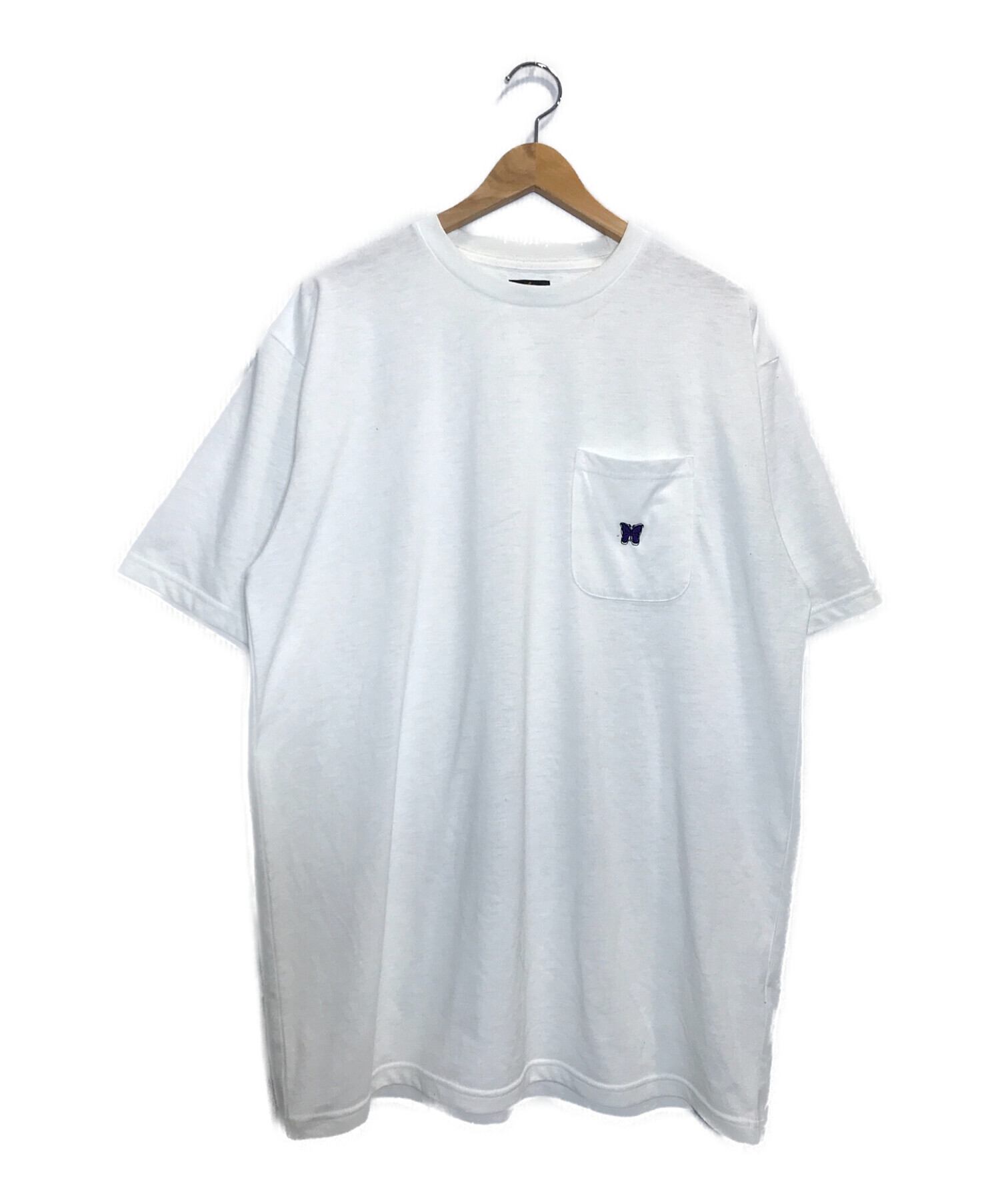 Needles (ニードルズ) パピヨン刺繍ポケットTシャツ ホワイト サイズ:L