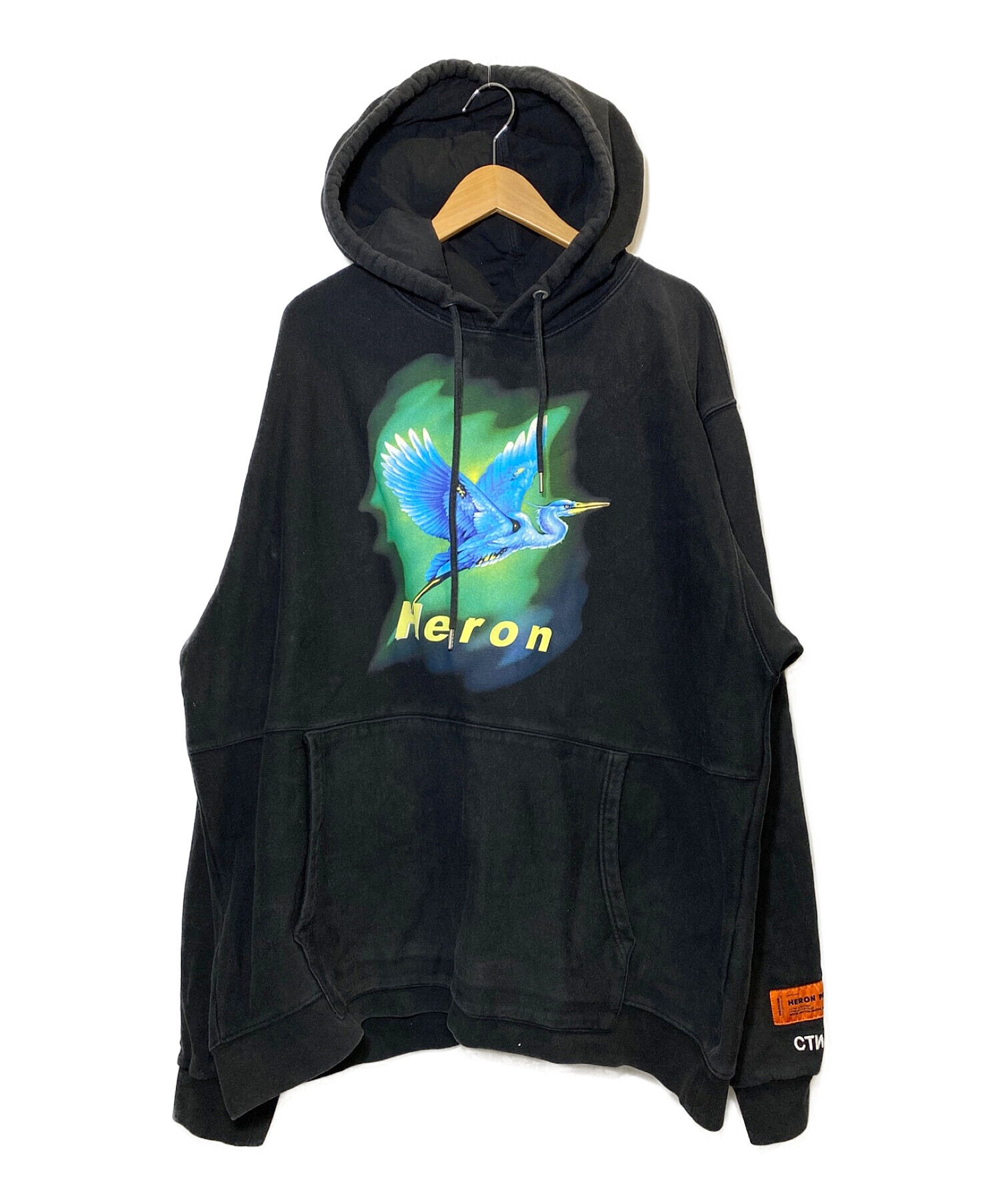 中古 古着通販 Heron Preston ヘロンプレストン Airbrush Heron Hooded Sweatshirt エアブラッシュ ヘロン フーデッド スウェットシャツ ブラック サイズ L ブランド 古着通販 トレファク公式 Trefac Fashion