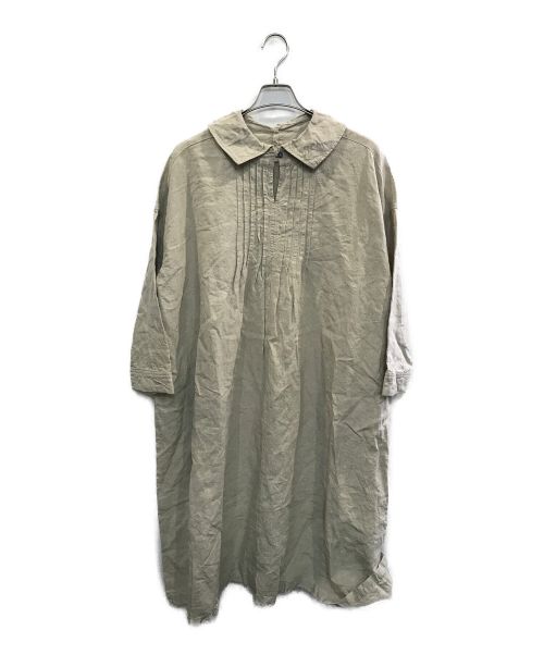nest Robe（ネストローブ）nest Robe (ネストローブ) リネンピンタックスモックワンピース ベージュ サイズ:FREEの古着・服飾アイテム