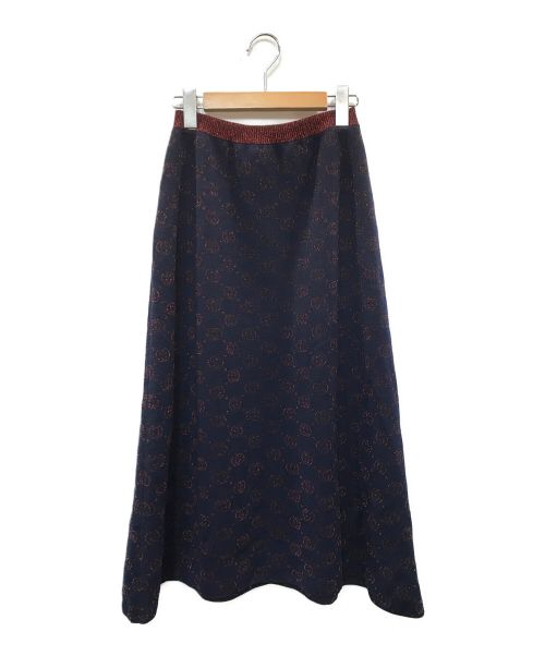 GUCCI（グッチ）GUCCI (グッチ) インターロッキングG ラメ ロゴ スカート ネイビー サイズ:Mの古着・服飾アイテム