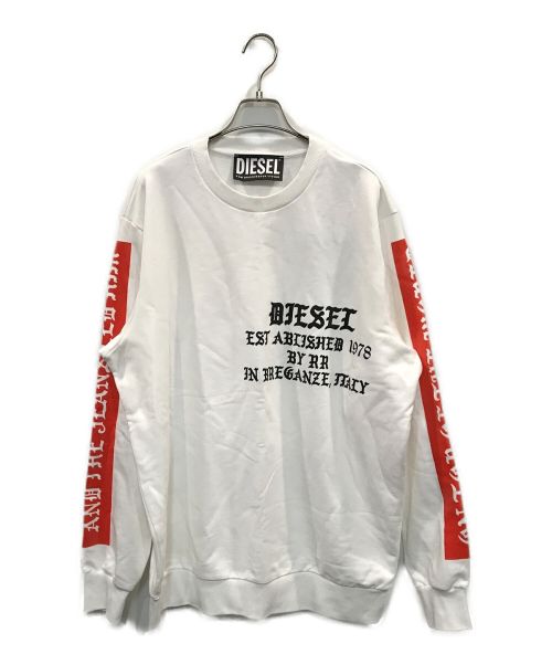 DIESEL（ディーゼル）DIESEL (ディーゼル) プリントスウェット ホワイト サイズ:XLの古着・服飾アイテム