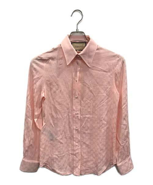 GUCCI（グッチ）GUCCI (グッチ) Silk Crepe Shirt ピンク サイズ:36の古着・服飾アイテム