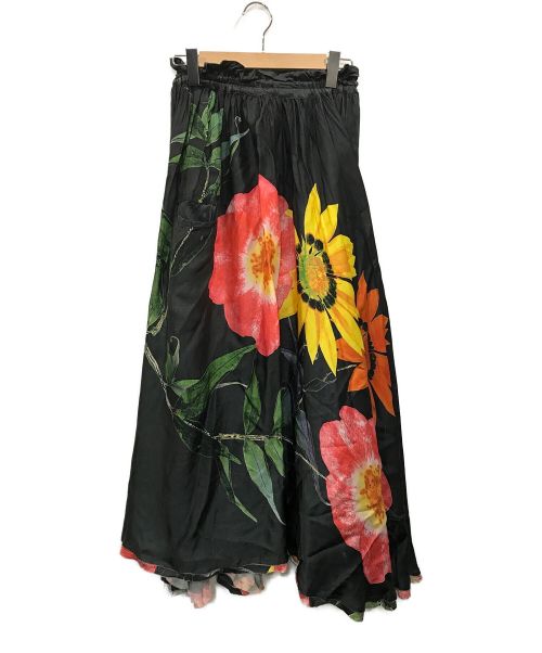 Y's（ワイズ）Y's (ワイズ) フラワープリントスカート ブラック×ピンク サイズ:3の古着・服飾アイテム