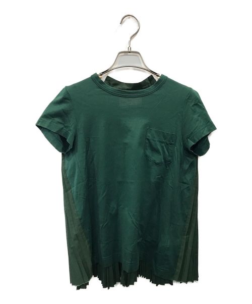 sacai（サカイ）sacai (サカイ) プリーツ切替 Tシャツ グリーン サイズ:1の古着・服飾アイテム