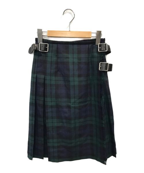 O'NEIL OF DUBLIN（オニールオブダブリン）O'NEIL OF DUBLIN (オニールオブダブリン) ラップスカート グリーン×ネイビー サイズ:36の古着・服飾アイテム