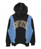 SUPREMEシュプリーム）の古着「Paneled Arc Logo Hooded Sweatshirt」｜ブルー×ブラック