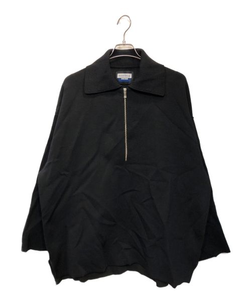 MAISON SPECIAL（メゾンスペシャル）MAISON SPECIAL (メゾンスペシャル) ダブルフェイスハーフジッププライムオーバーニットポロシャツ ブラック サイズ:2の古着・服飾アイテム