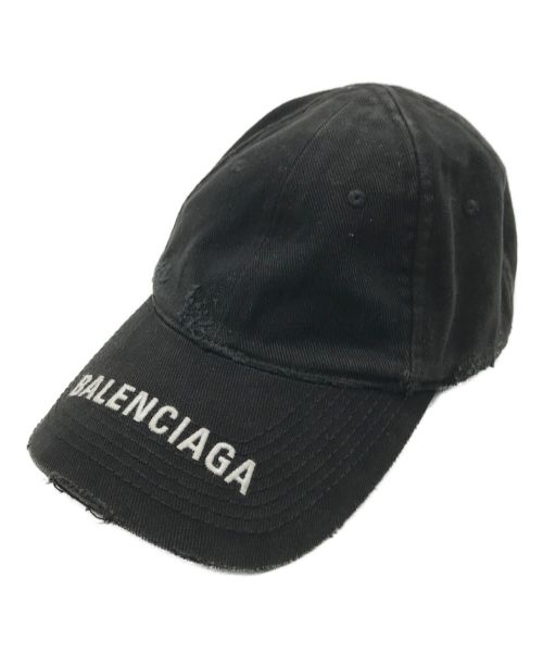 BALENCIAGA（バレンシアガ）BALENCIAGA (バレンシアガ) ダメージ加工キャップ ブラック サイズ:S(55cm)の古着・服飾アイテム