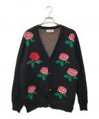TTT MSWティー）の古着「Rose Jaquard knit cardigan」｜ブラック