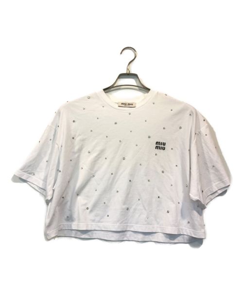 MIU MIU（ミュウミュウ）MIU MIU (ミュウミュウ) SHORT-SLEEVED ROUND NECK T-SHIRTS ホワイト サイズ:Sの古着・服飾アイテム