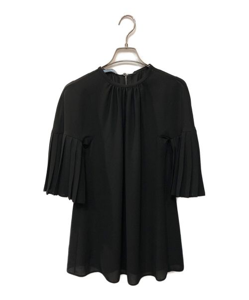 PRADA（プラダ）PRADA (プラダ) フリルスリーブブラウス ブラック サイズ:36の古着・服飾アイテム