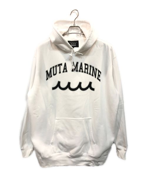 muta MARINE（ムータマリン）muta MARINE (ムータマリン) ACANTHUS (アカンサス) College Logo Hooded Sweatshirt ホワイト サイズ:8の古着・服飾アイテム