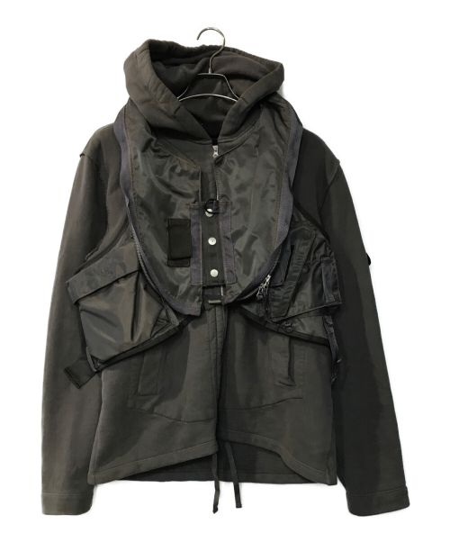 STONE ISLAND（ストーンアイランド）STONE ISLAND (ストーンアイランド) アーカイブマルチポケットベストレイヤードジップパーカー カーキ サイズ:Lの古着・服飾アイテム